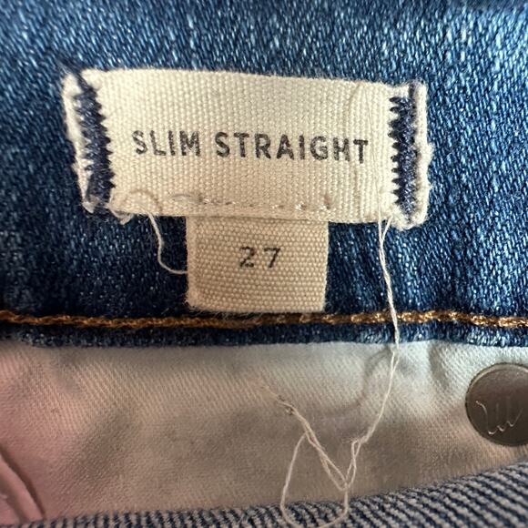 Madewell Jeans Womens 27 Blue Slim Straight Button Front Stretch Pockets Denim - Picture 8 of 14